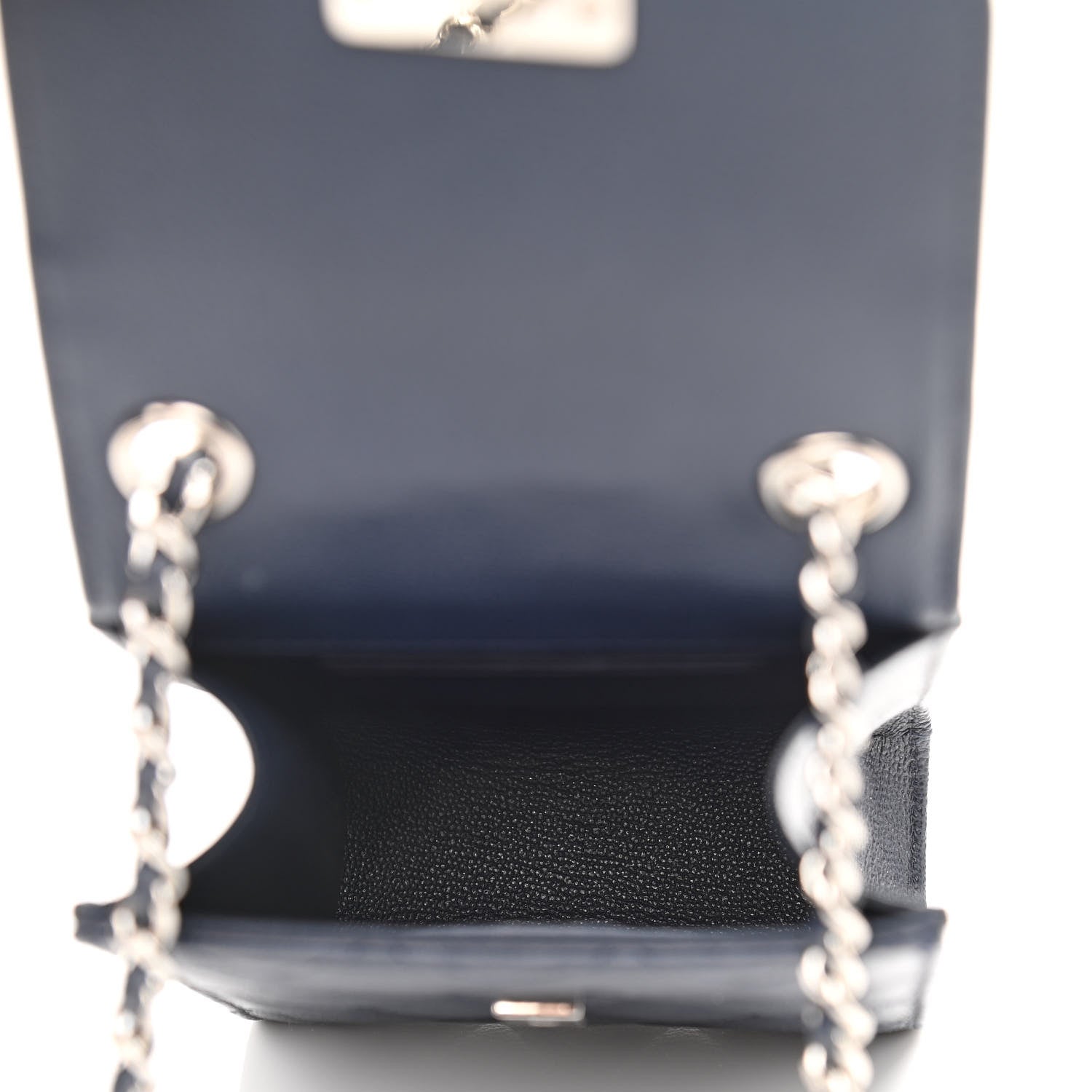 Chanel Grained Calfskin Quilted CC Box Clutch With Chain Navy 5 of 14