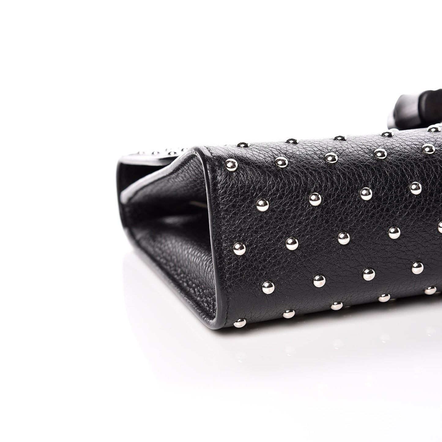 Calfskin Studded Medium Miss Bamboo Shoulder Bag Black