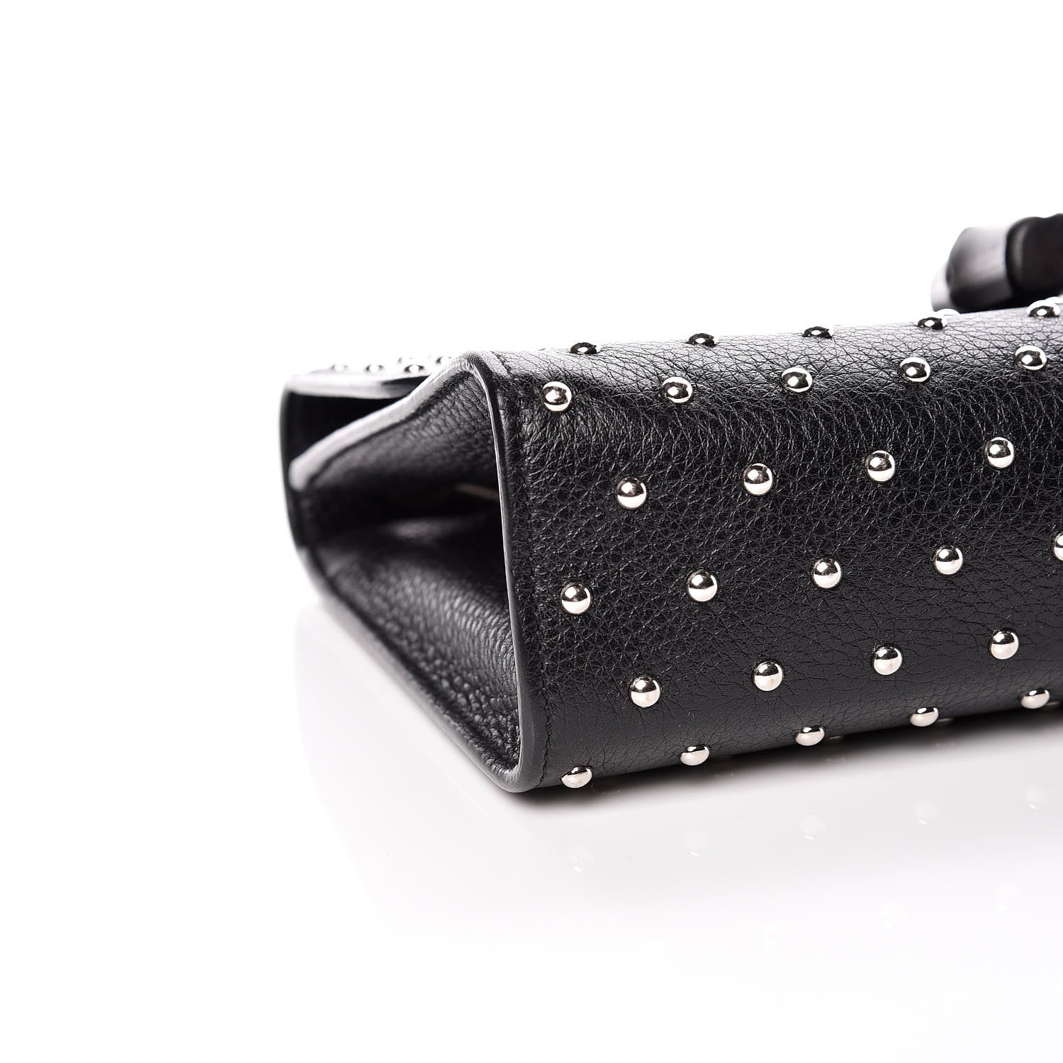 Gucci Calfskin Studded Medium Miss Bamboo Shoulder Bag Black 5 of 9