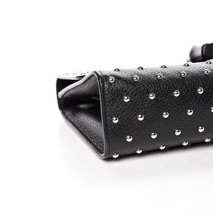 Gucci Calfskin Studded Medium Miss Bamboo Shoulder Bag Black 5 of 9