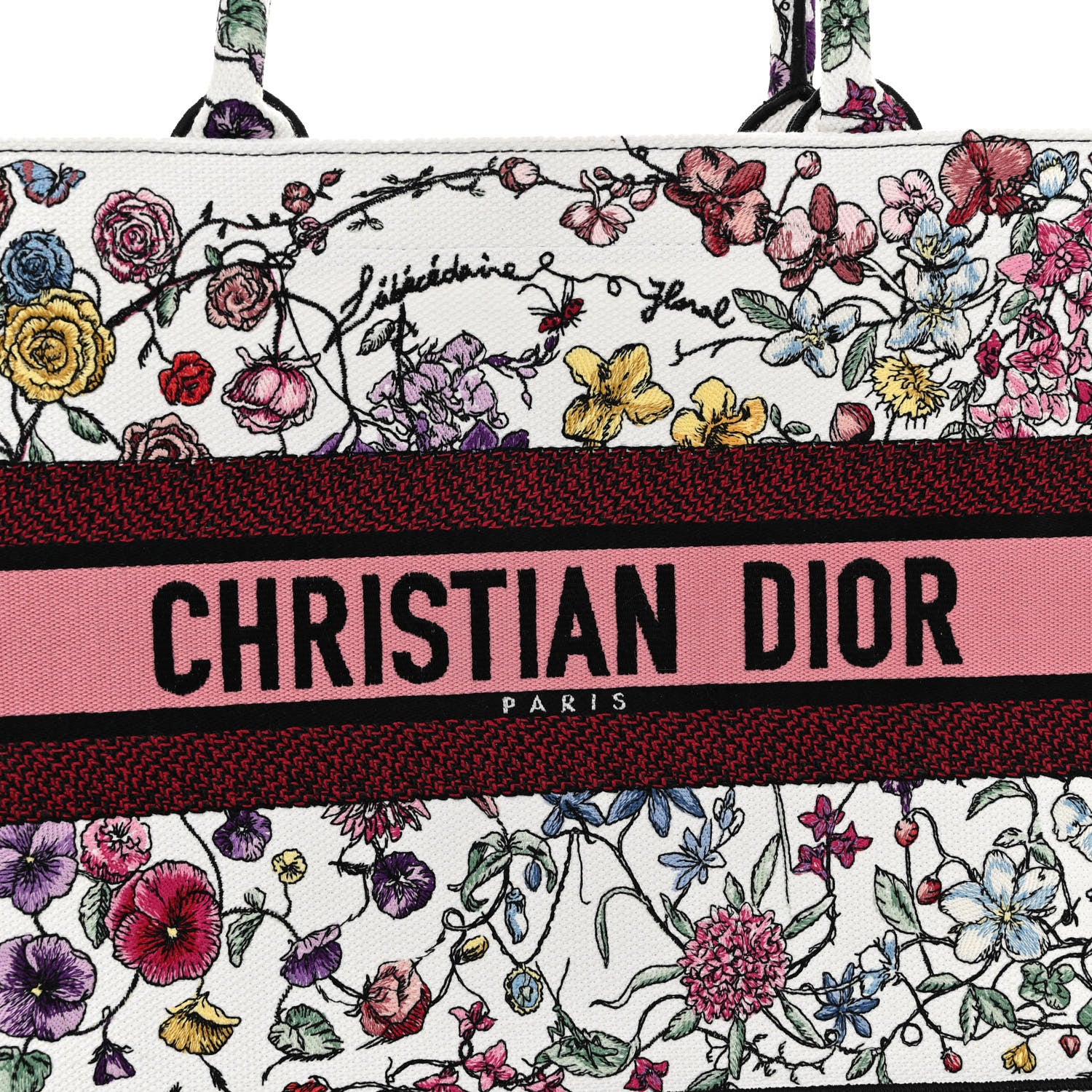 Christian Dior Canvas Embroidered Medium Florilegio Book Tote White Multicolor 7 of 10