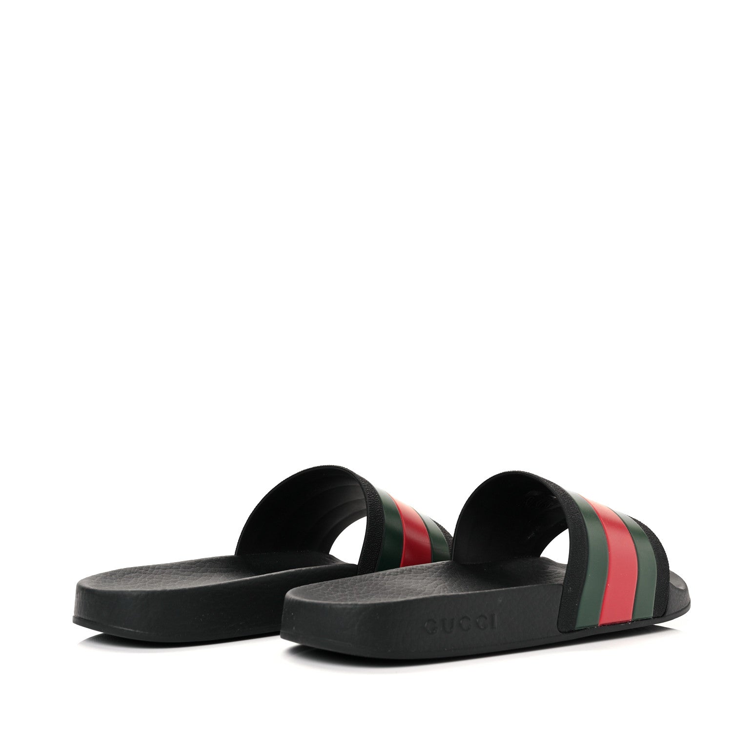 Gucci Rubber Web Mens Pool Slide Sandals 7 Black Green Red 4 of 6