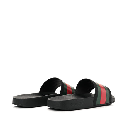 Gucci Rubber Web Mens Pool Slide Sandals 7 Black Green Red 4 of 6