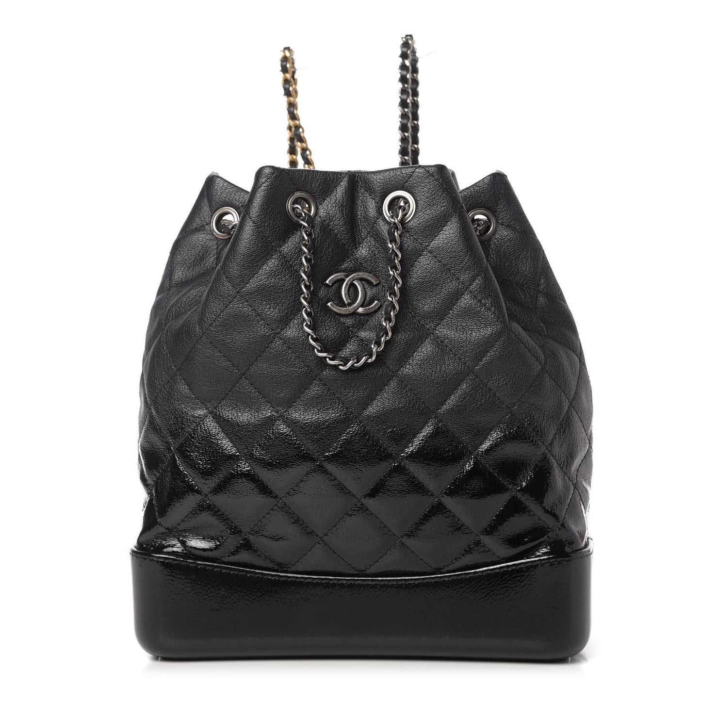 Aged Calfskin Quilted Gabrielle Backpack Black