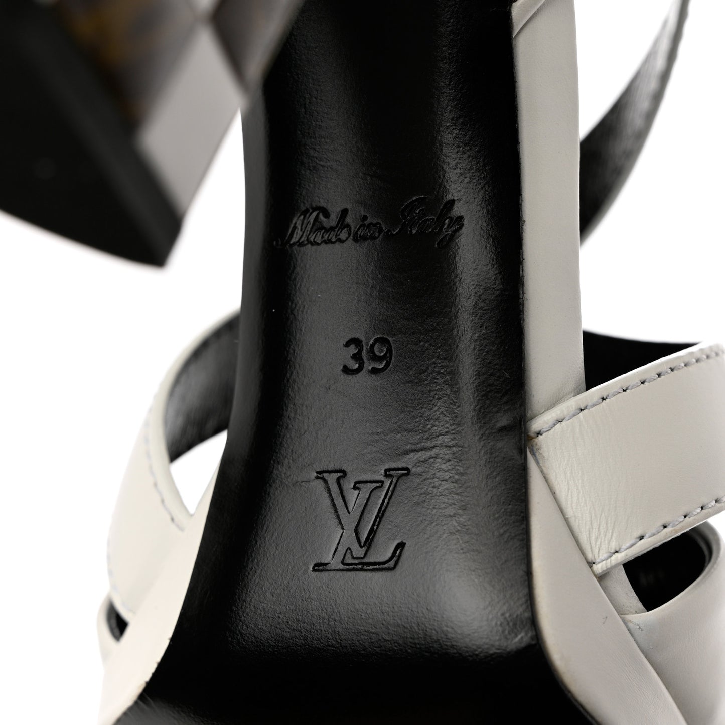 Calfskin Monogram Damier Tressage Matchmake Cross Sandals 39 White