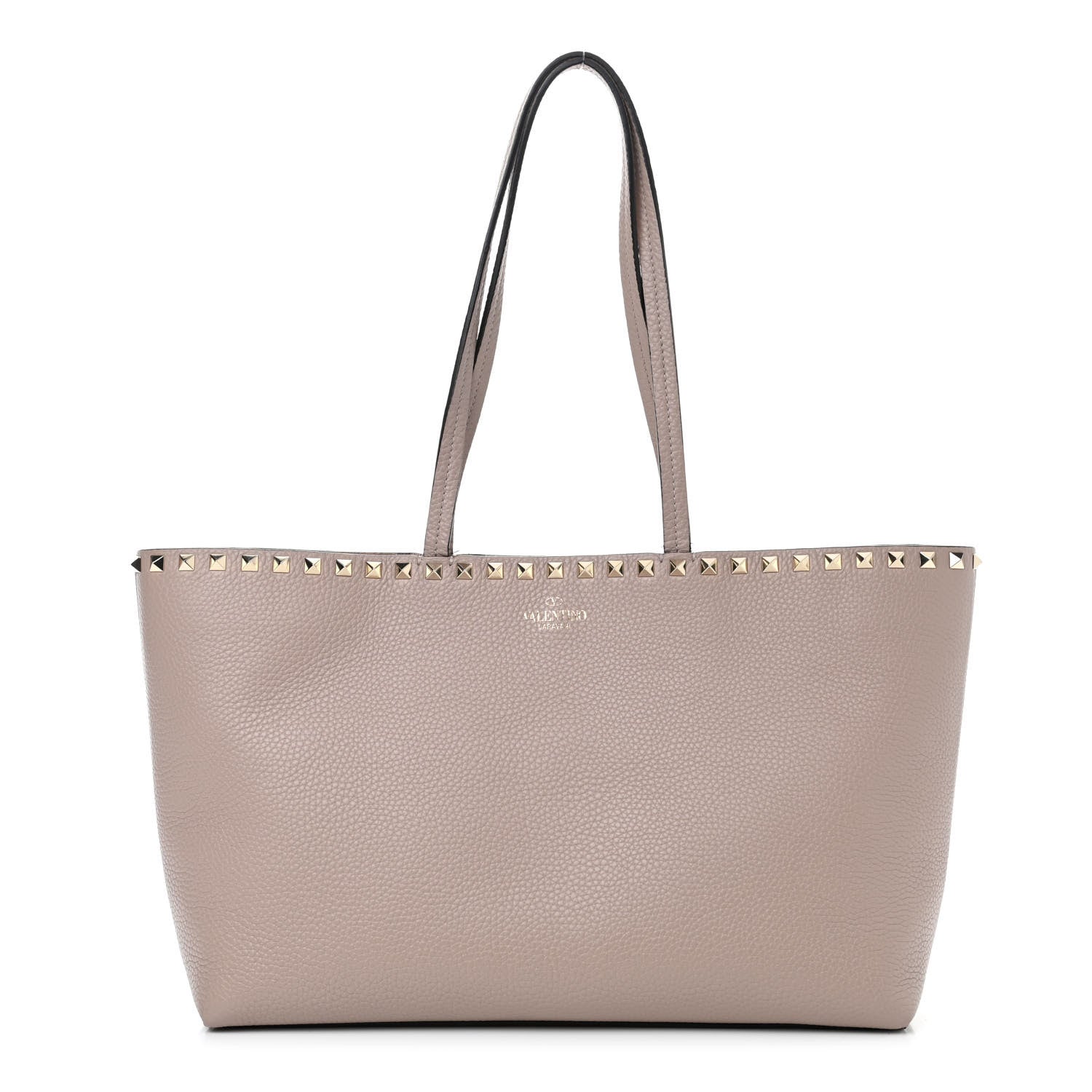 Valentino Garavani Grained Calfskin Small Rockstud Shoulder Tote Poudre 1 of 8