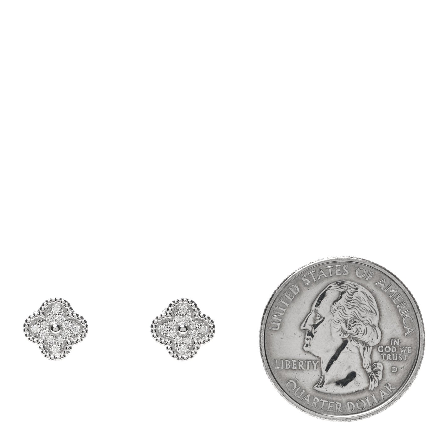18K White Gold Diamond Sweet Alhambra Earrings