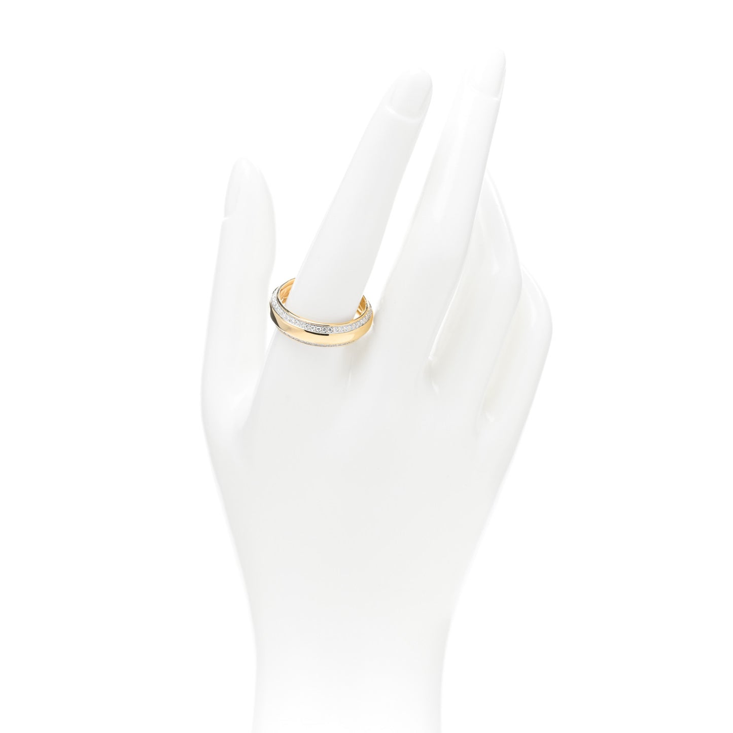 18K Yellow Gold Diamond 6mm Beveled Band Ring 63 10.5