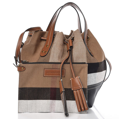 Burberry Canvas Mega Check Small Bucket Tan 3 of 8