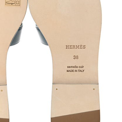 Hermes Box Calfskin Oran Sandals 38 Bleu Pinede 6 of 9