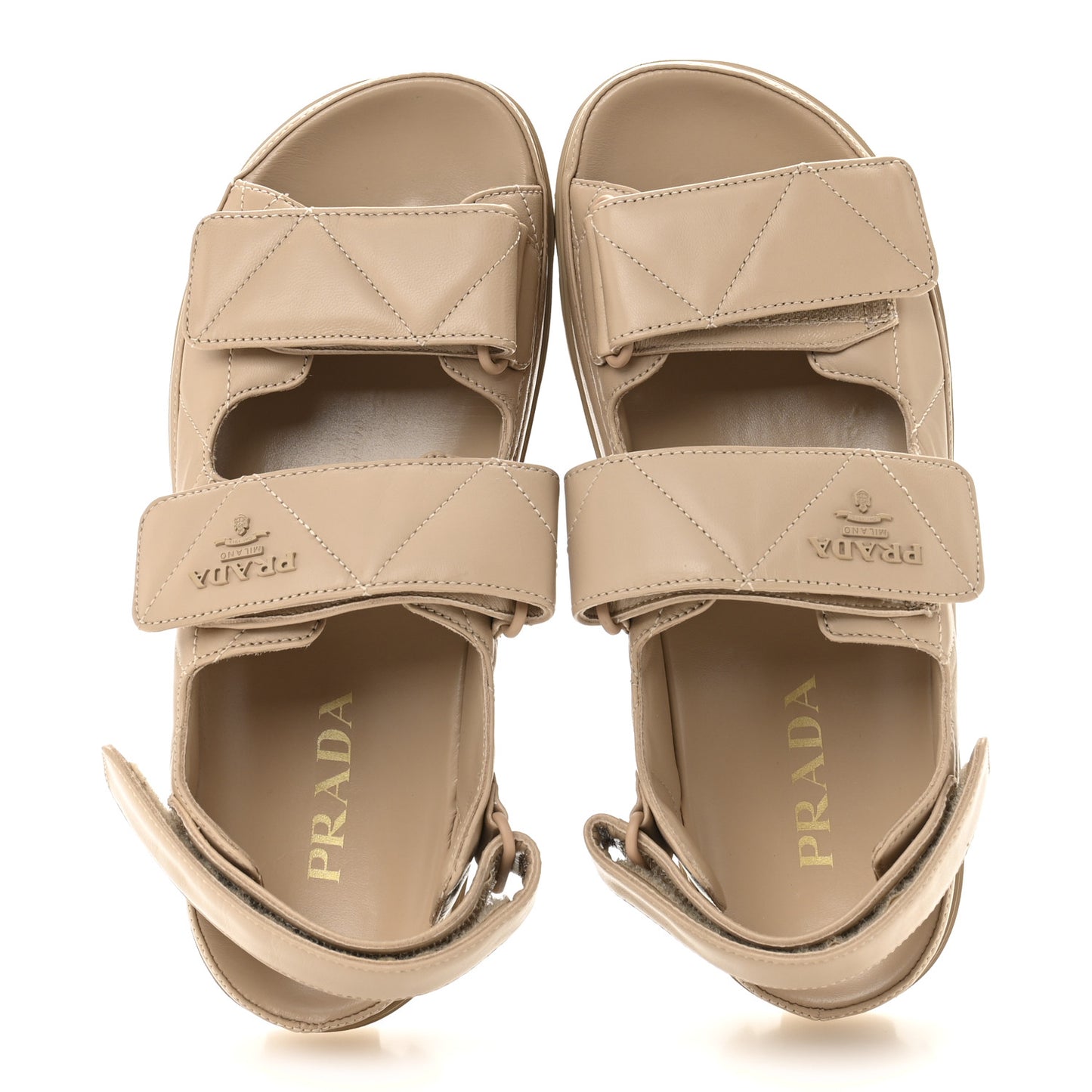 Nappa Quilted Padded Slingback Sandals 37.5 Sabbia