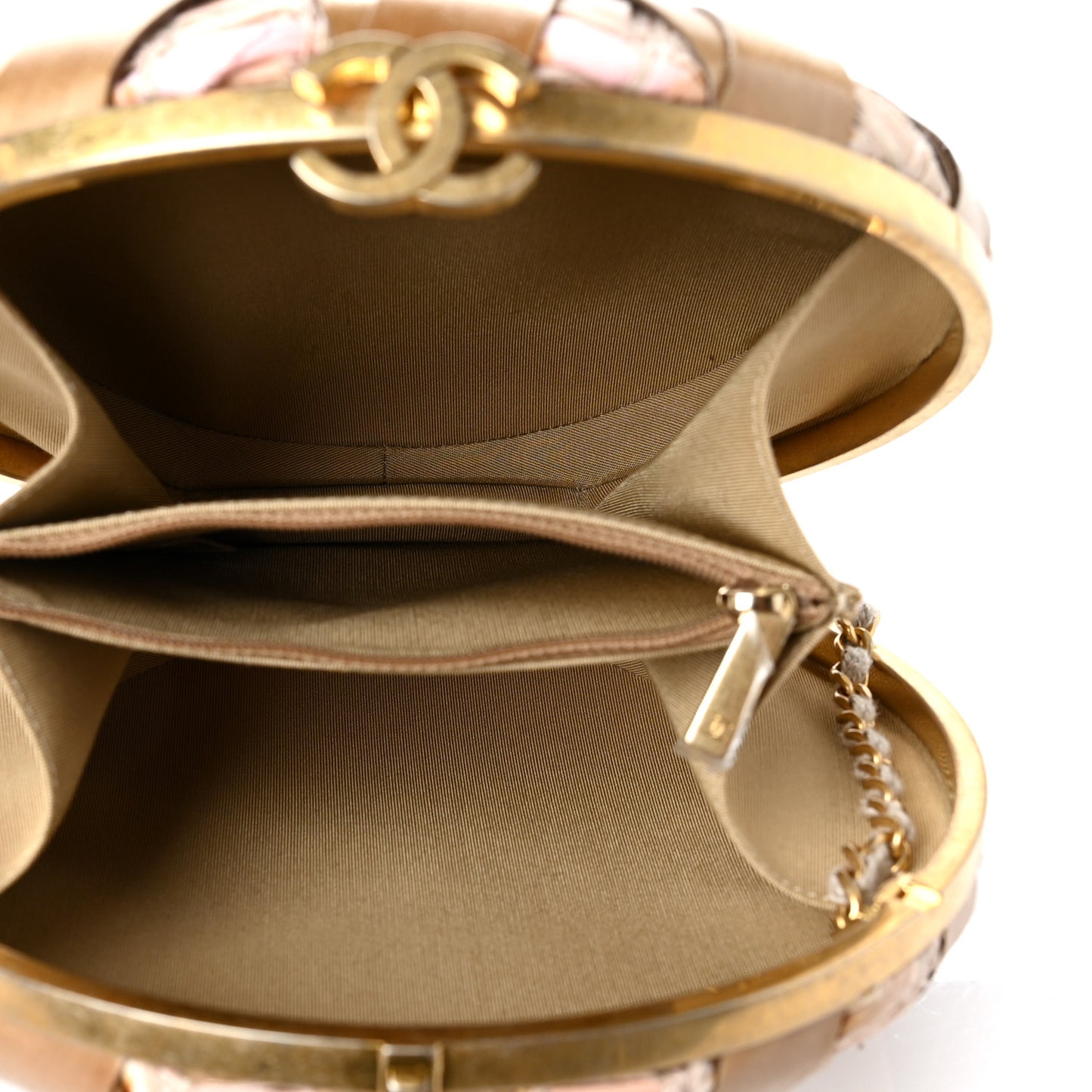 Wood CC Havana Minaudiere Clutch Light Beige Salmon Pink