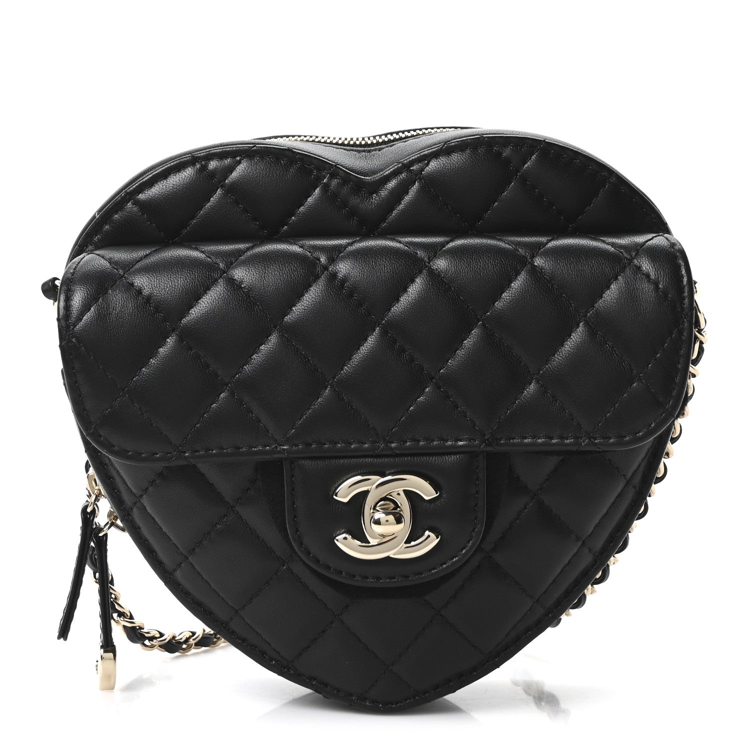 Chanel Lambskin Quilted CC In Love Heart Bag Black 1 of 11