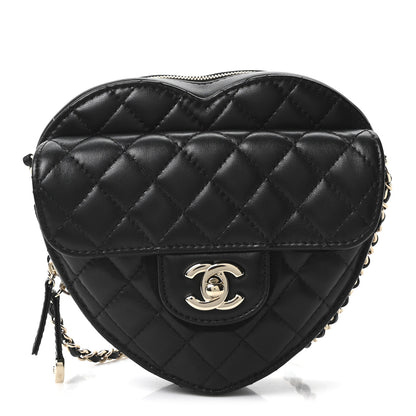 Chanel Lambskin Quilted CC In Love Heart Bag Black 1 of 11