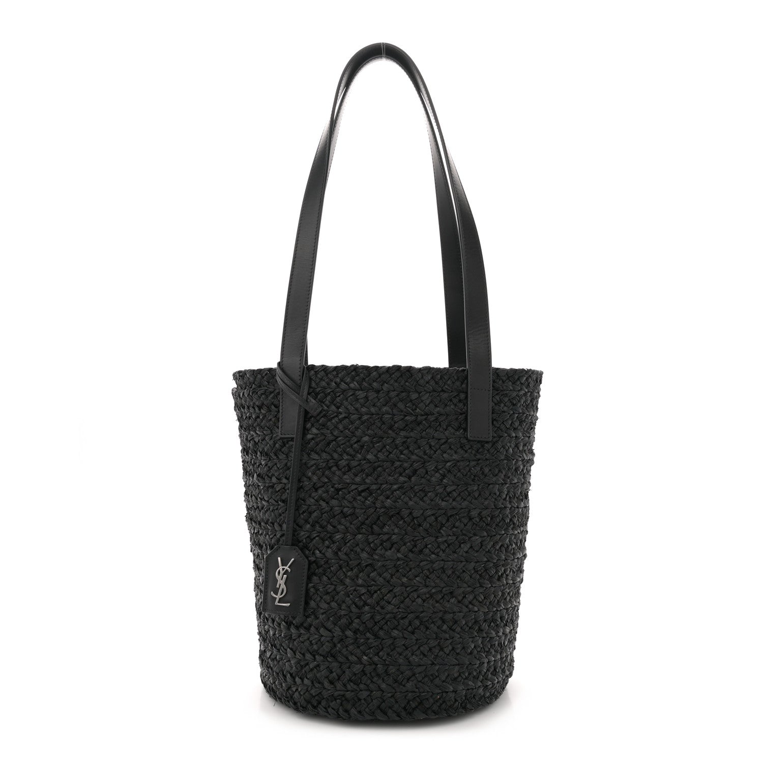 Saint Laurent Raffia Calfskin Small Panier Tote Black 1 of 11