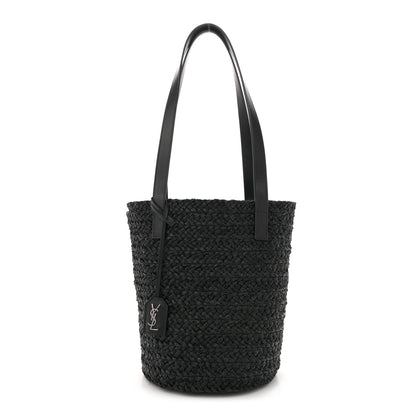 Saint Laurent Raffia Calfskin Small Panier Tote Black 1 of 11