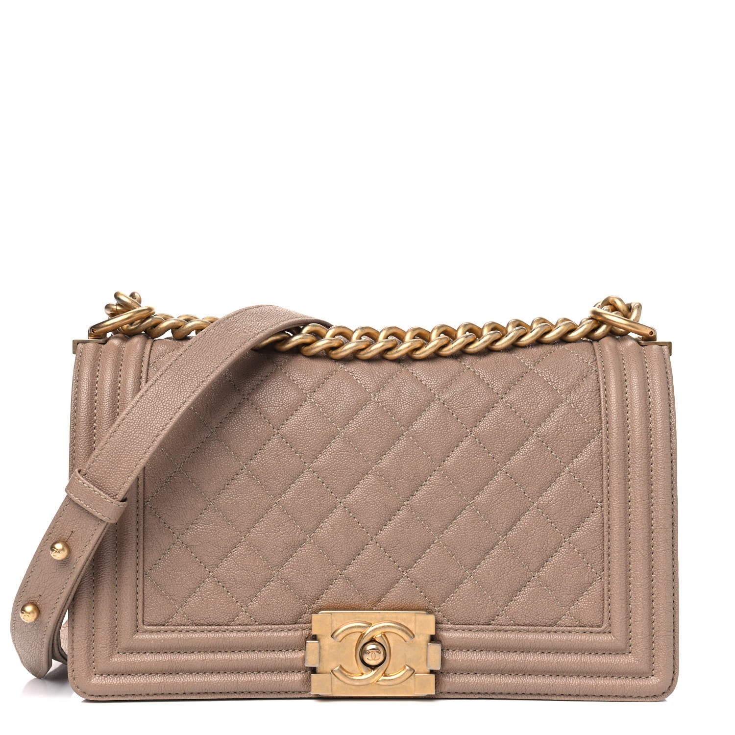 Chanel Caviar Quilted Medium Boy Flap Beige 1 of 5
