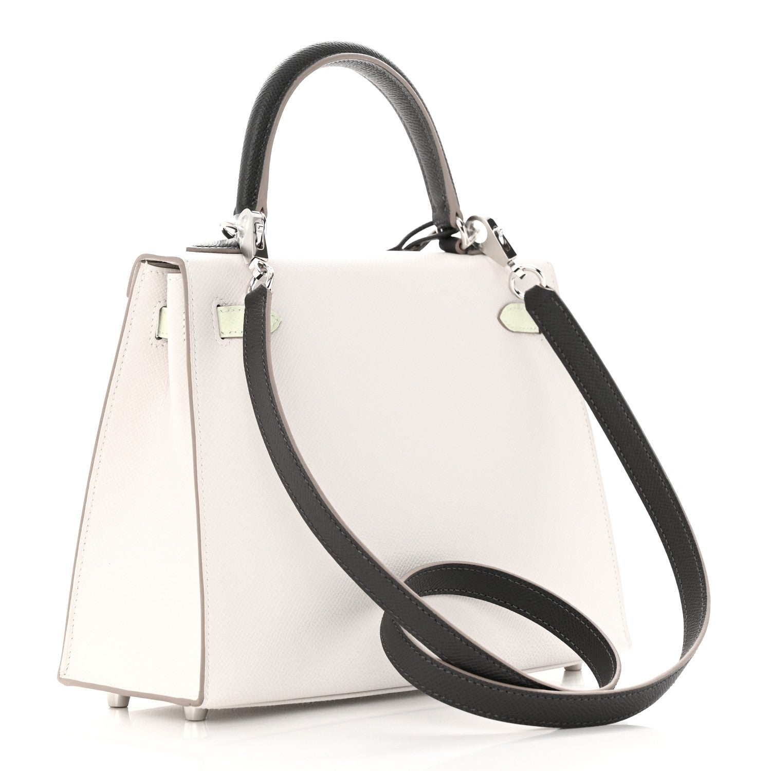 Hermes Epsom Tri-Color Kelly Sellier 25 Gris Pale Vert Fizz Graphite 3 of 11