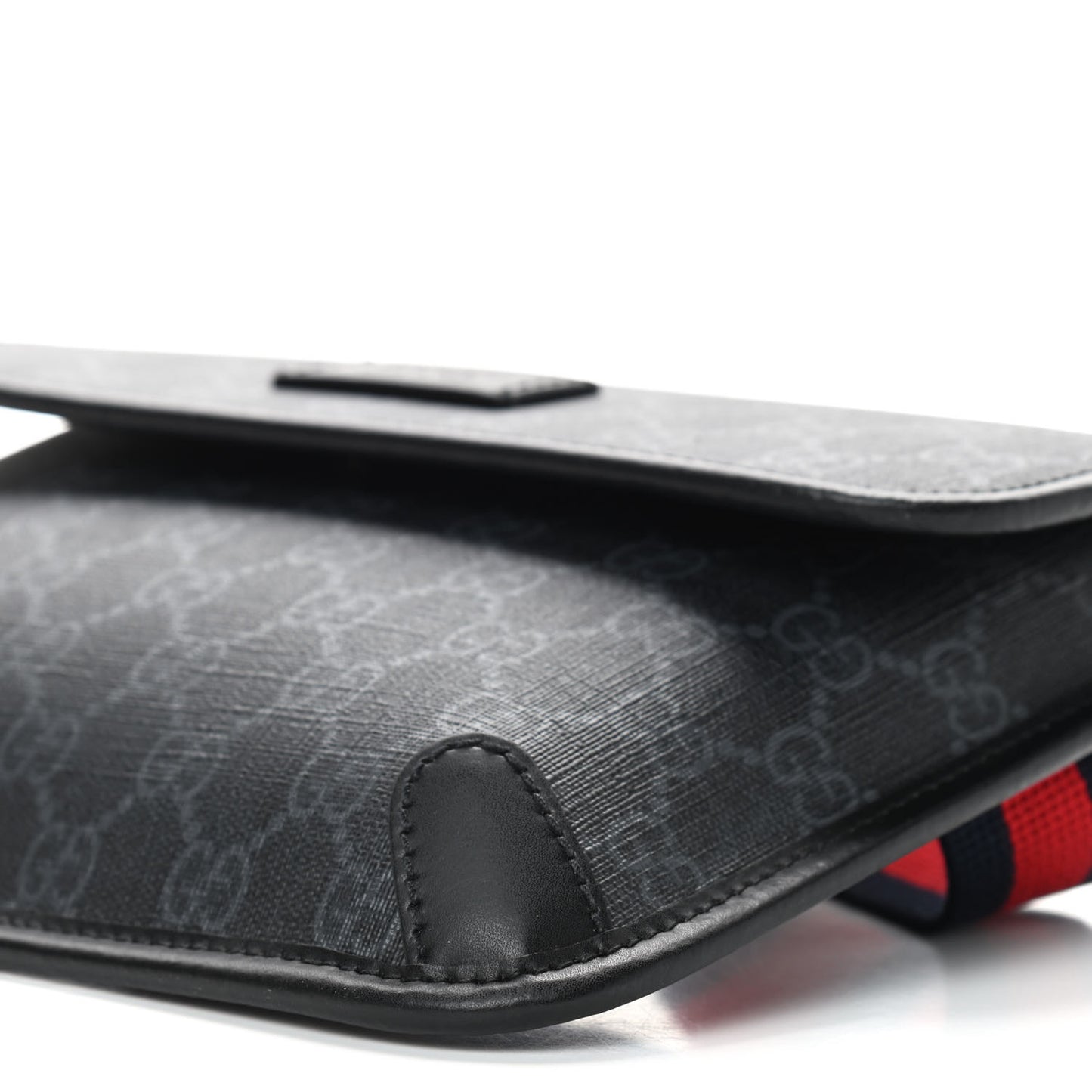 GG Supreme Monogram Web Slim Belt Bag Black Grey