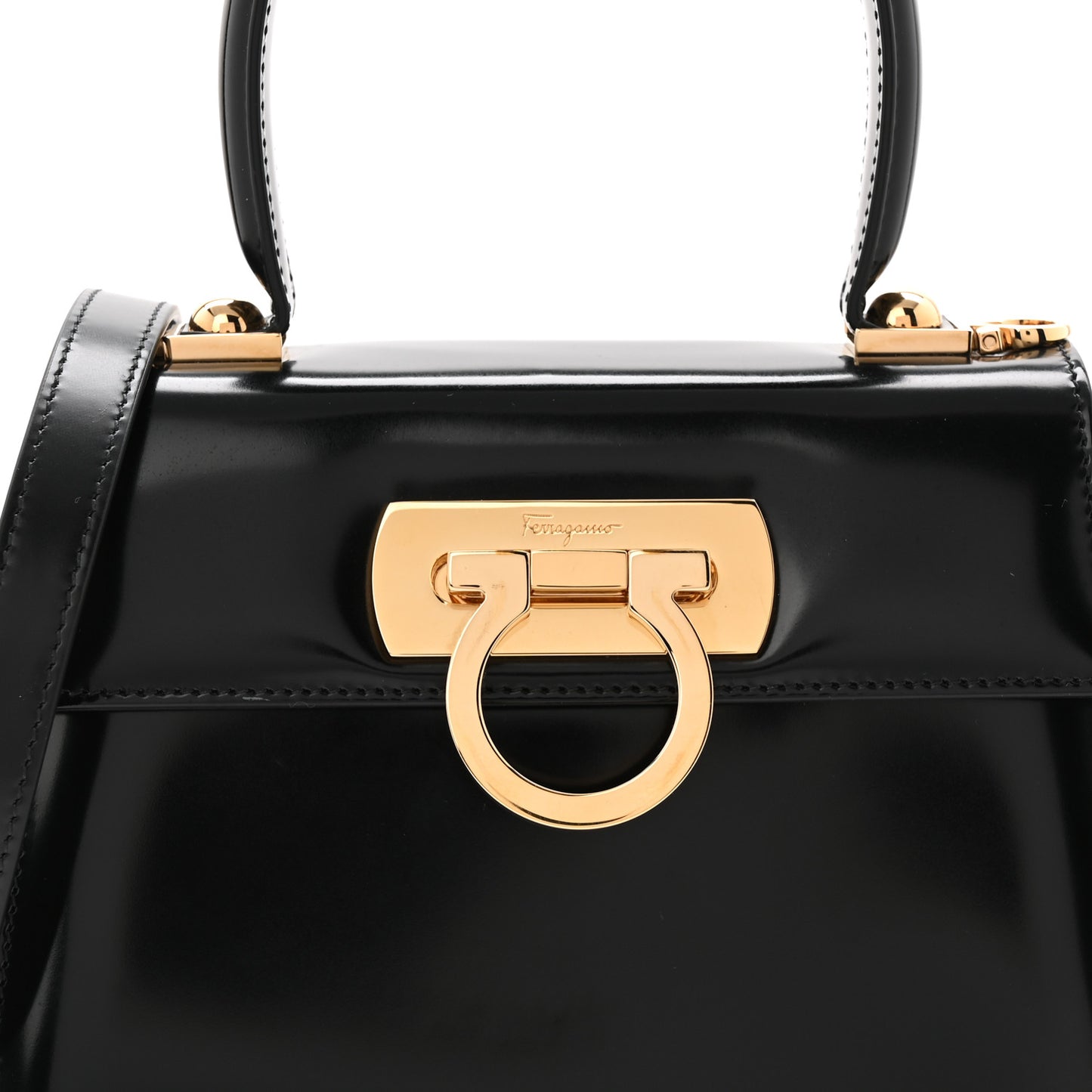 Brushed Off Calfskin Small Iconic Top Handle Black