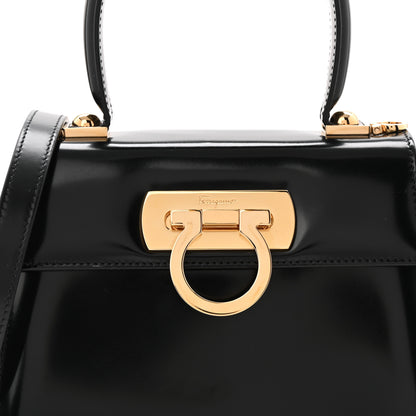 Salvatore Ferragamo Brushed Off Calfskin Small Iconic Top Handle Black 14 of 19