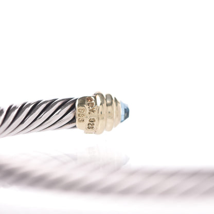 David Yurman Sterling Silver 14K Yellow Gold Blue Topaz 5mm Cable Classics Petite Color Bracelet 4 of 5