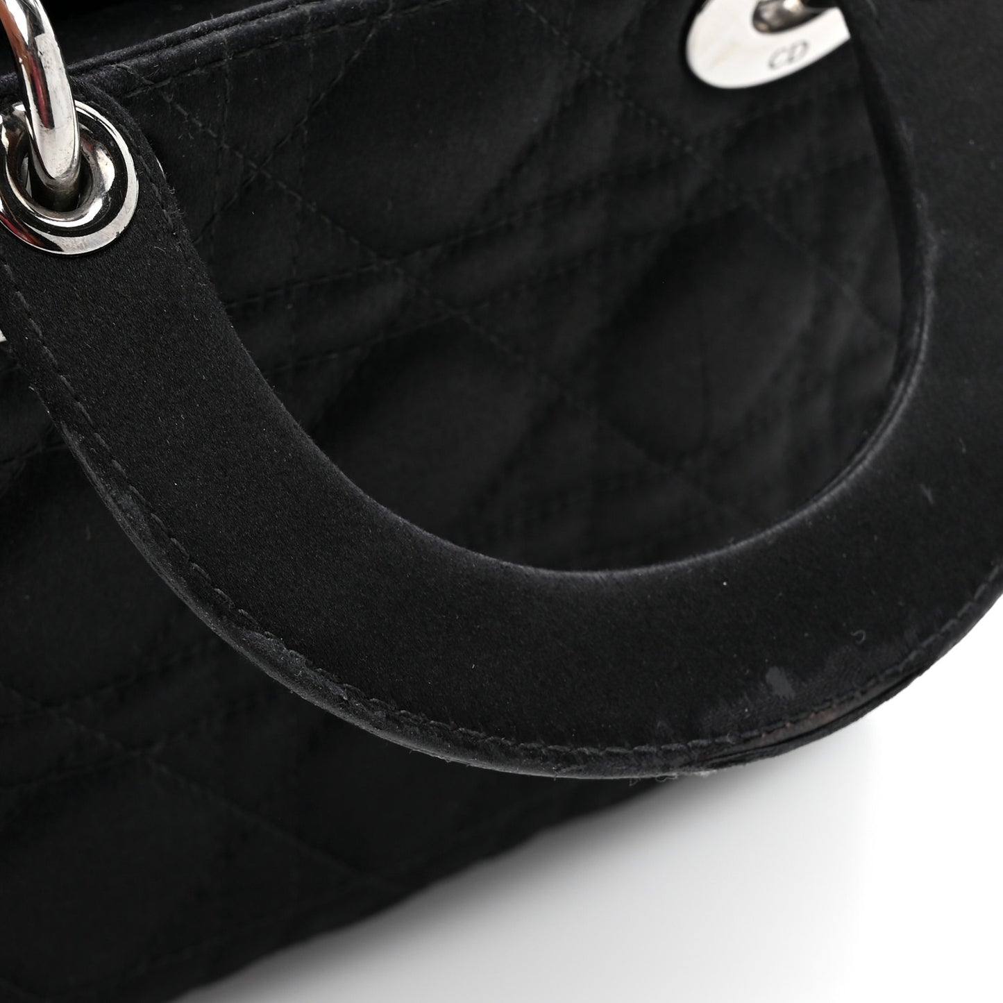Satin Cannage Mini Lady Dior Black