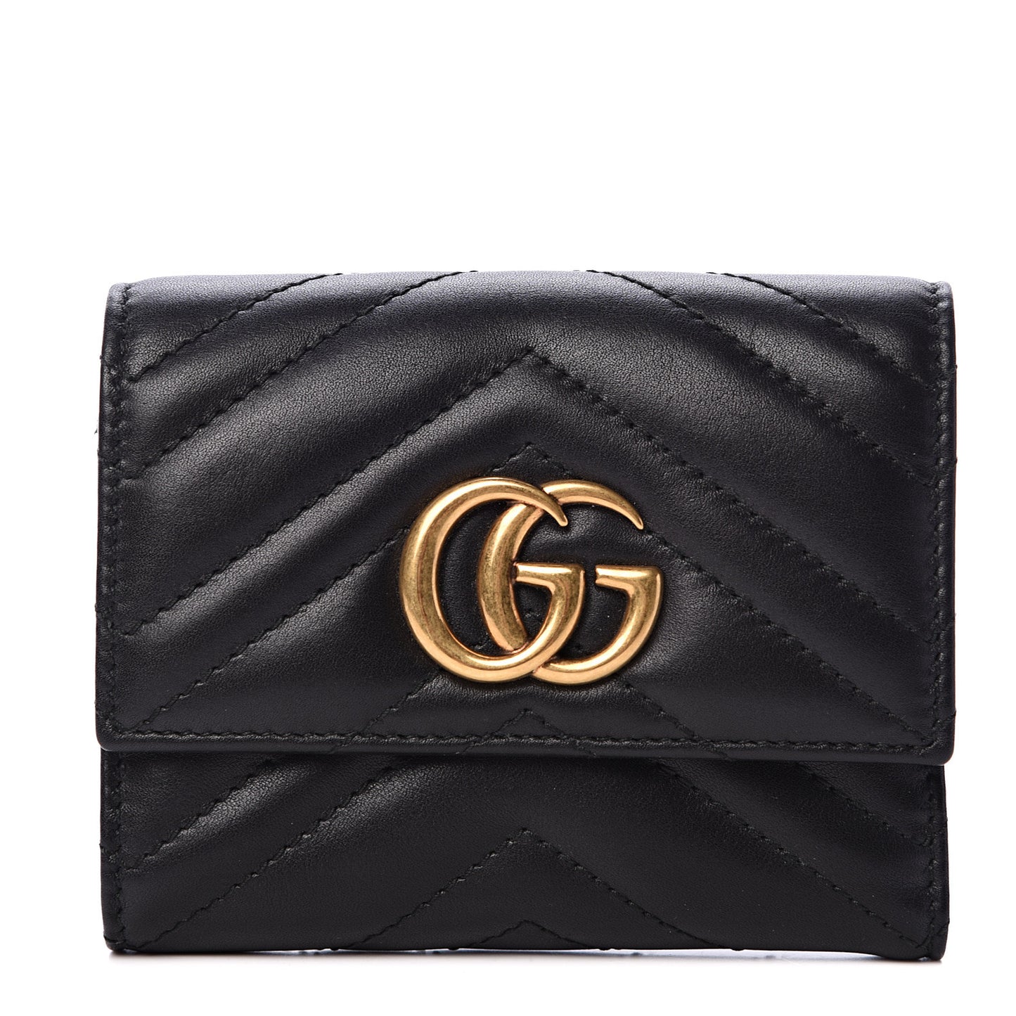 Calfskin Matelasse GG Marmont Wallet Black