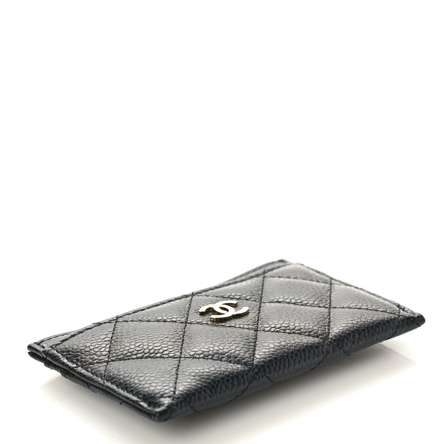 Caviar Quilted Card Holder Black