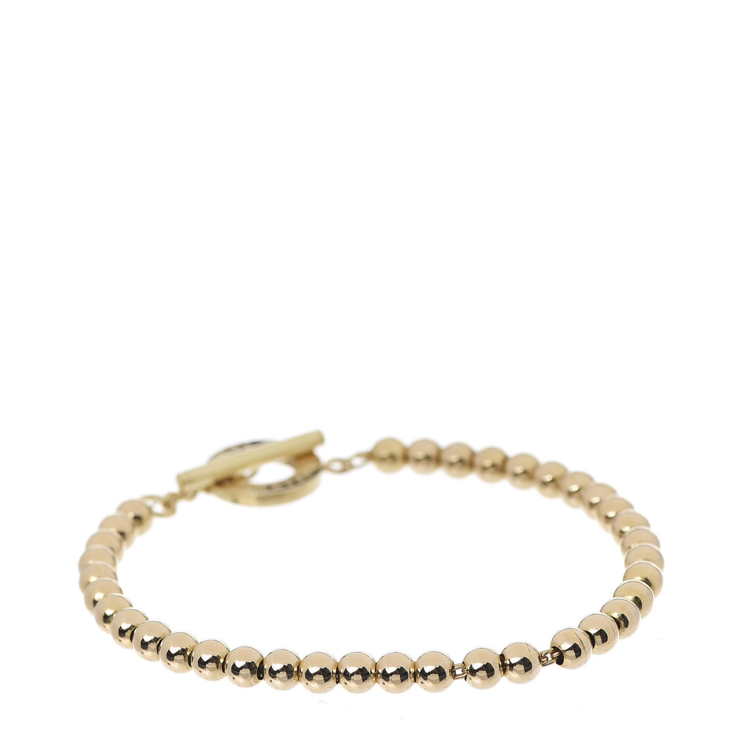 18K Yellow Gold 4mm Beads Toggle Bracelet