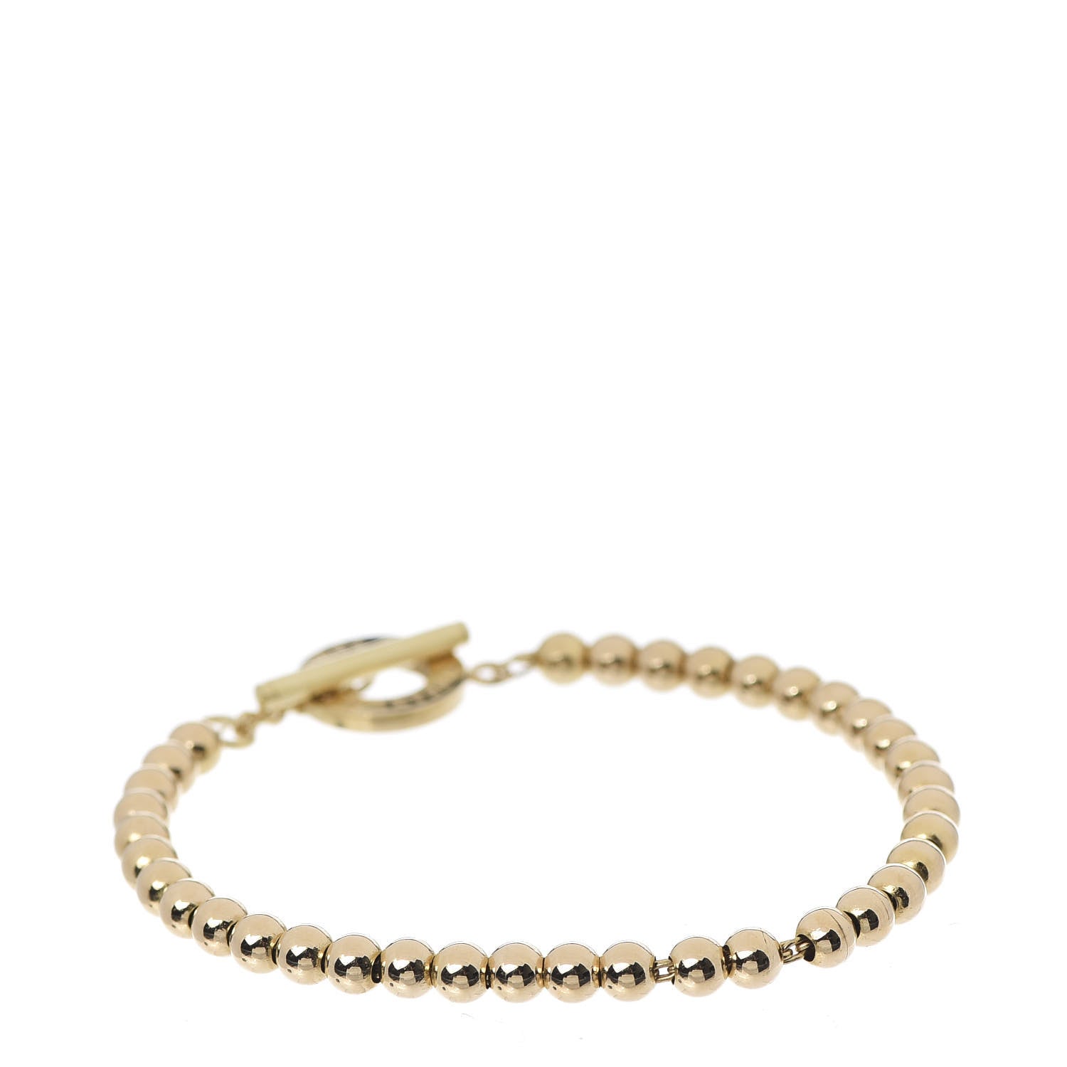 Tiffany 18K Yellow Gold 4mm Beads Toggle Bracelet 3 of 5