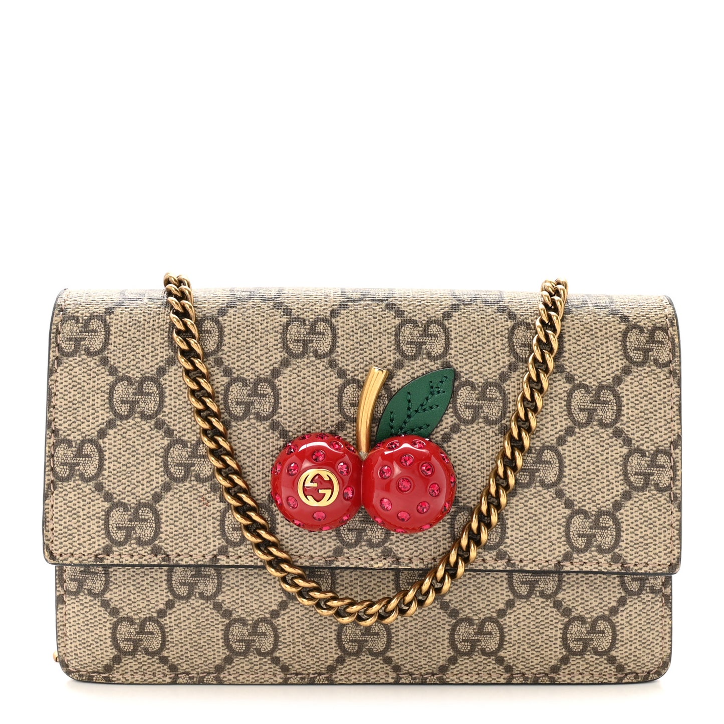 GG Supreme Monogram Mini Cherry Chain Bag