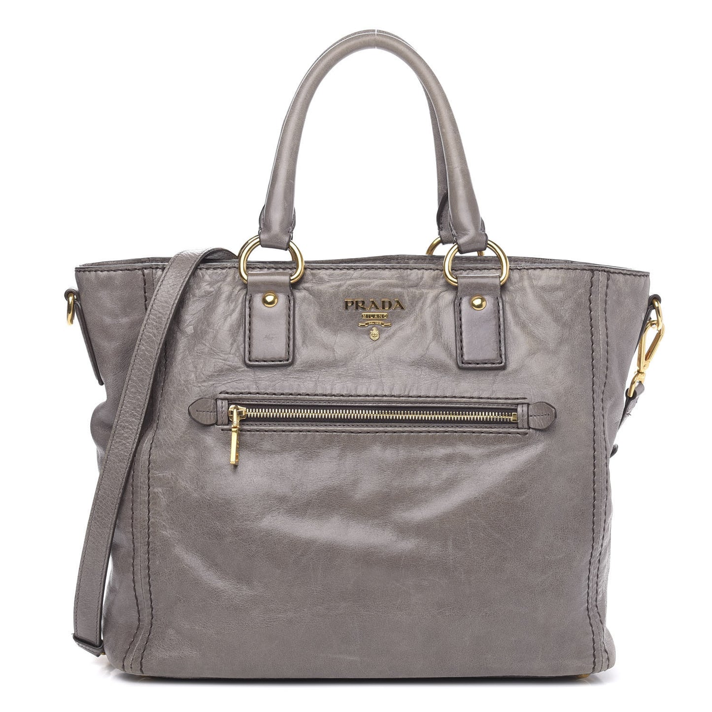 Vitello Shine Top Handle Bag Fumo
