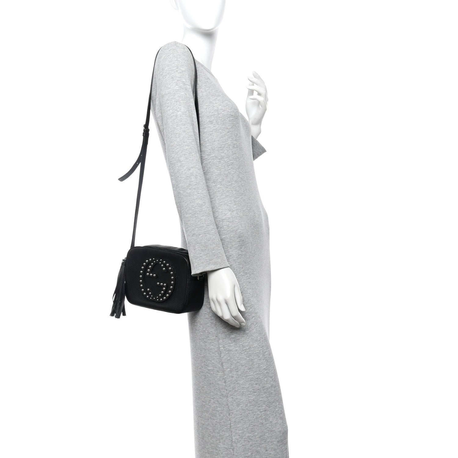 Gucci Pebbled Calfskin Studded Small Soho Disco Bag Black 2 of 10