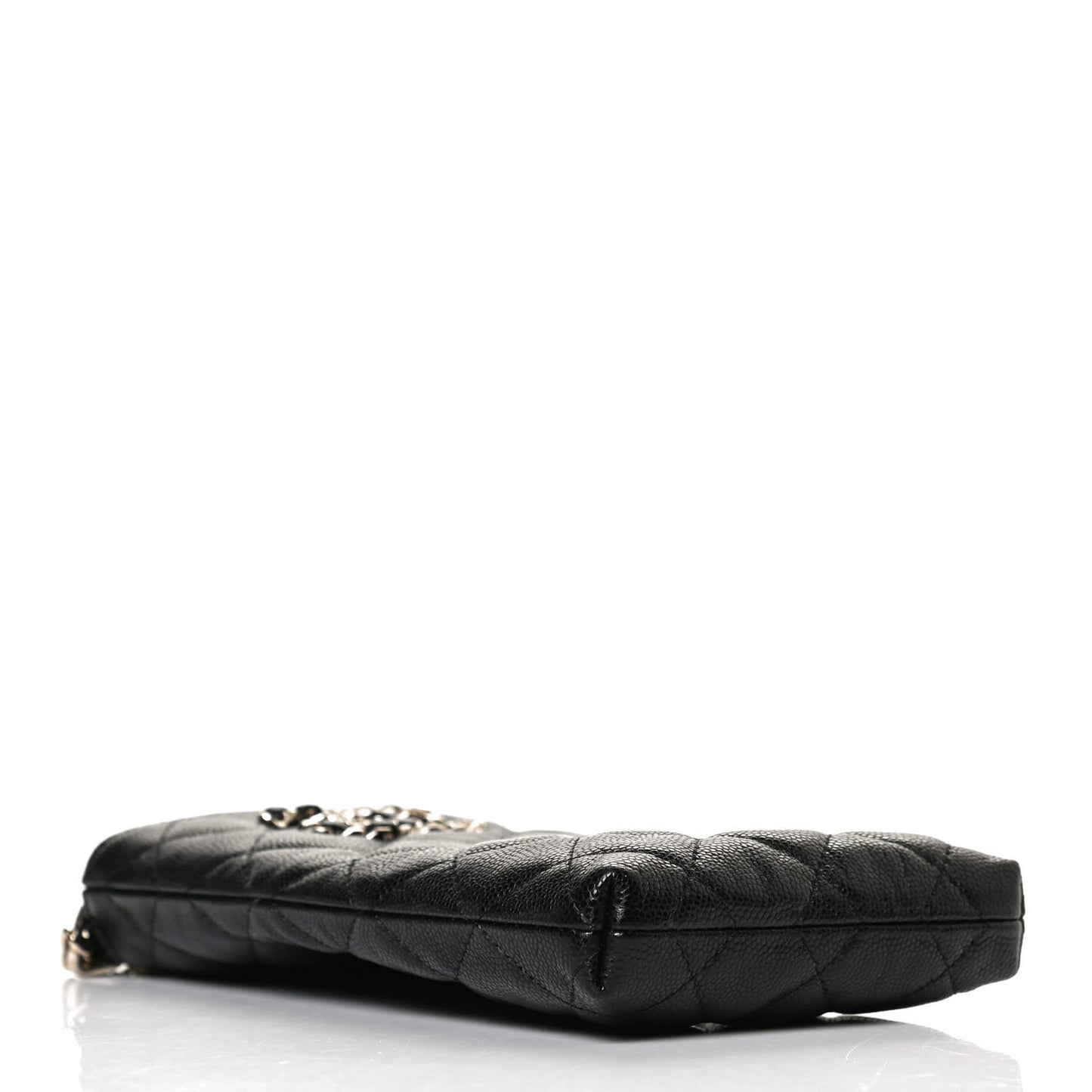 Caviar Quilted French New Wave Phone Holder With Chain Black