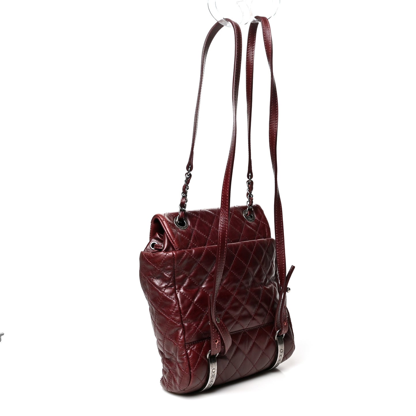 Glazed Calfskin Quilted Small Salzburg Mountain Backpack Burgundy