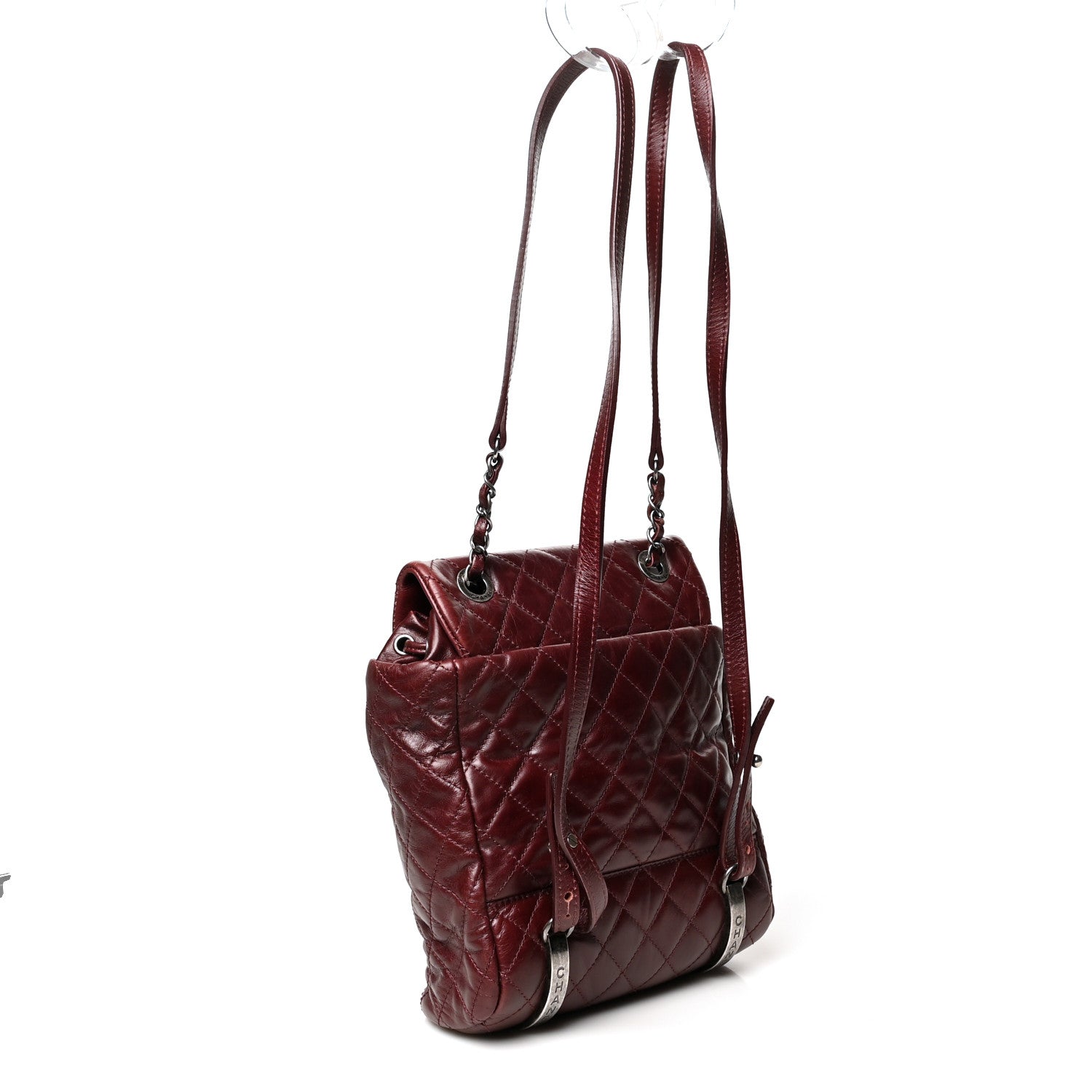 Chanel Glazed Calfskin Quilted Small Salzburg Mountain Backpack Burgundy 3 of 9