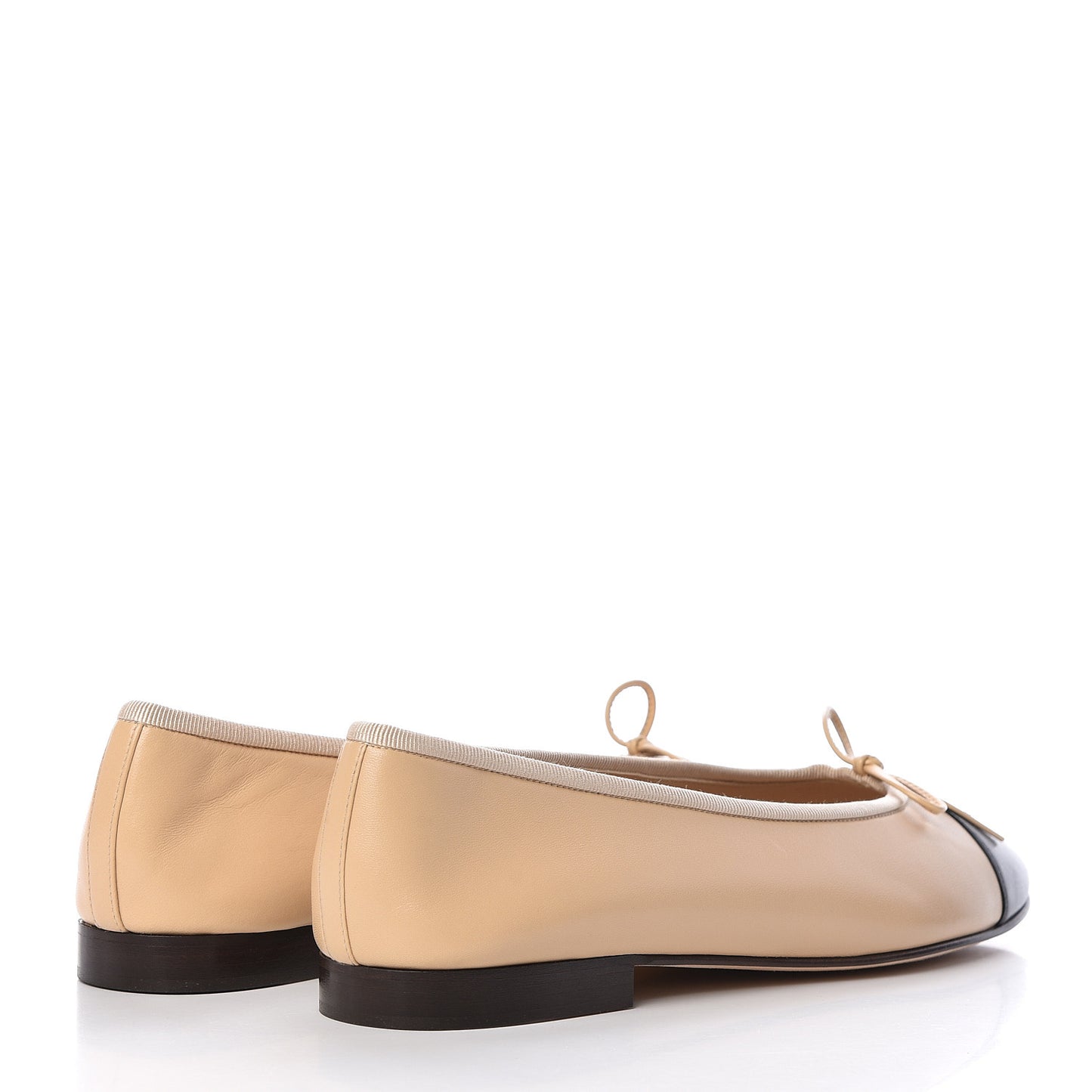 Lambskin Cap Toe CC Ballerina Flats 40.5 Beige Black