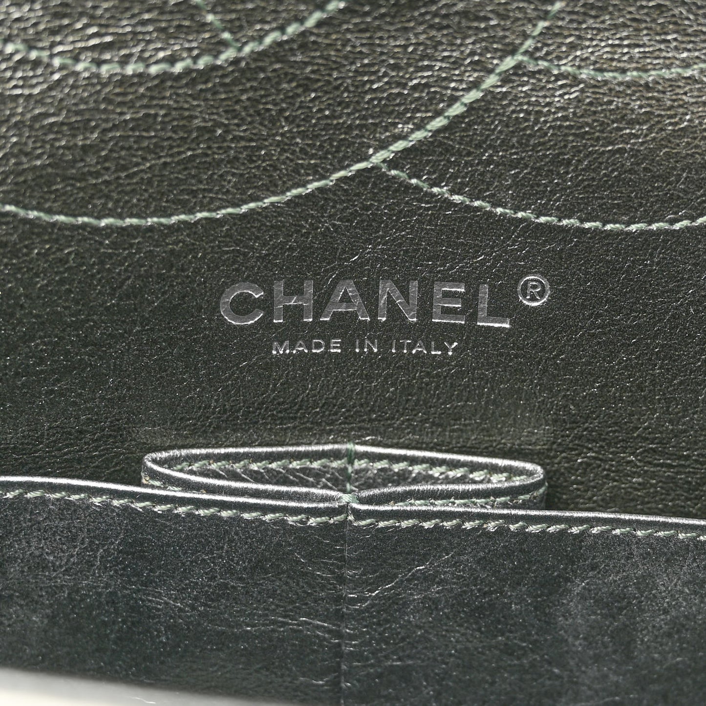 Metallic Aged Calfskin Quilted 2.55 Reissue 228 Flap Dark Green