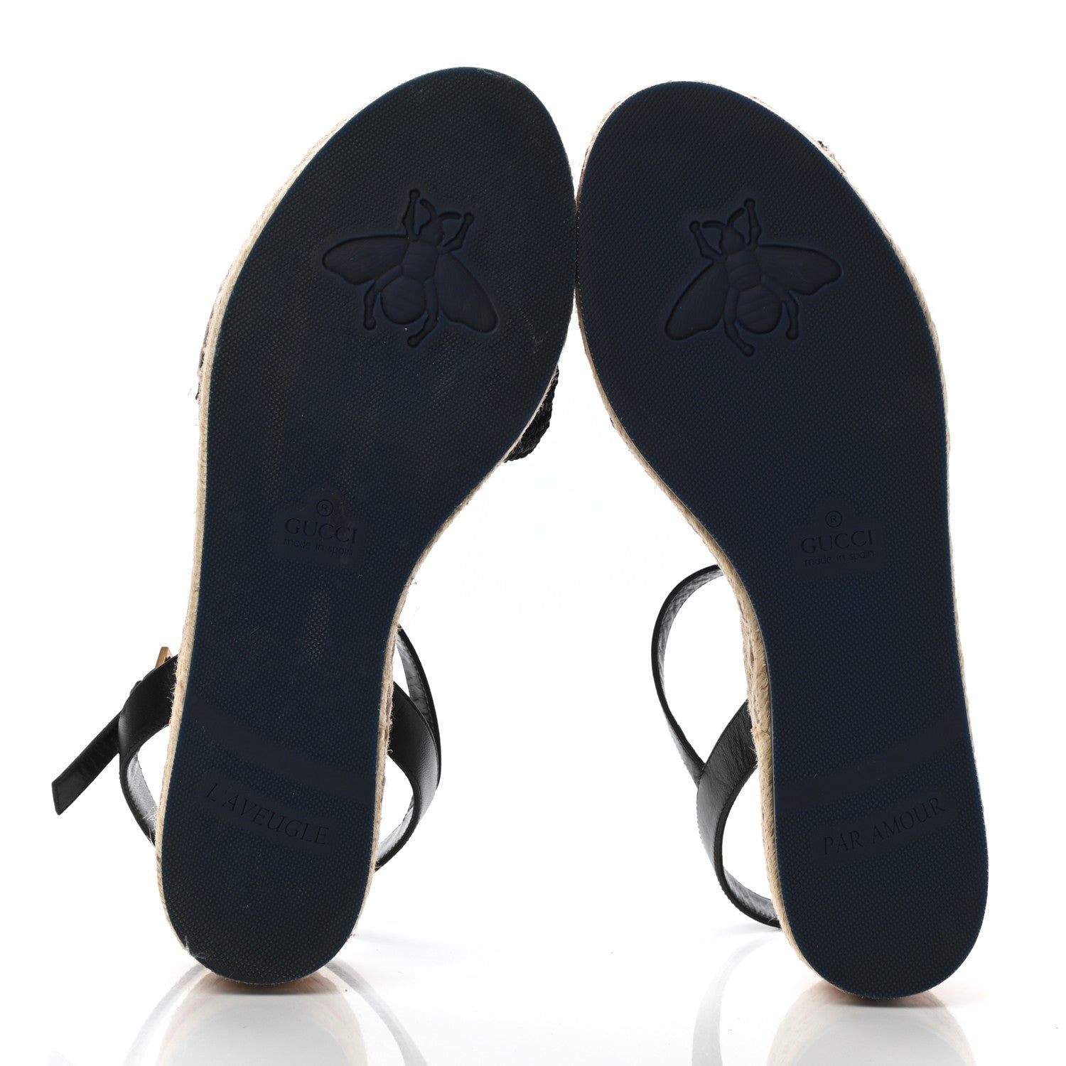 Gucci Cotton Malaga Kid Crochet Pearly GG Lilibeth Espadrille Platform Sandals 39.5 Black 5 of 8