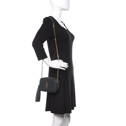 Saint Laurent Grain De Poudre Matelasse Monogram Mini Lou Camera Bag Dark Smog 2 of 11