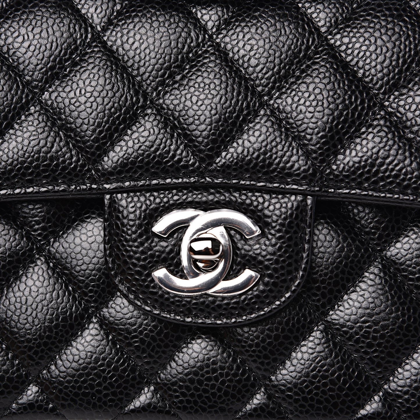 Caviar Quilted Small Double Flap Black
