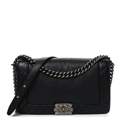 Chanel Calfskin New Medium Boy Reverso Flap Black 1 of 10