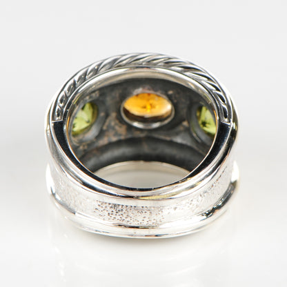 David Yurman Sterling Silver 14K Yellow Gold 17mm Citrine Peridot Renaissance Ring 57 8.25 3 of 5