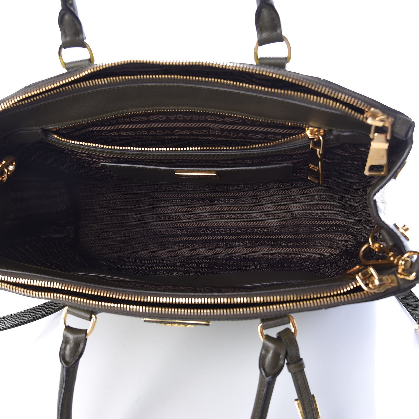 Saffiano Lux Colorblock Medium Galleria Double Zip Tote Edera Militare