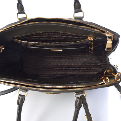 Prada Saffiano Lux Colorblock Medium Galleria Double Zip Tote Edera Militare 5 of 10