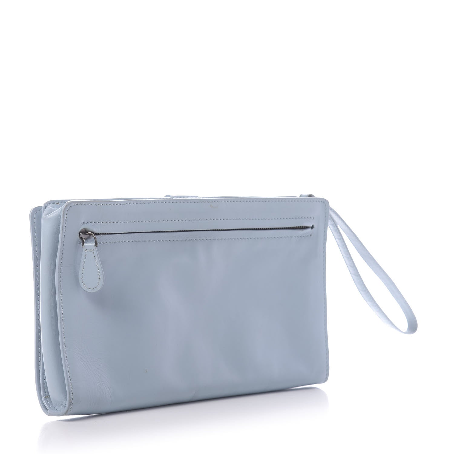 Bottega Veneta Calfskin Intrecciato Flap Wristlet Light Blue 3 of 13