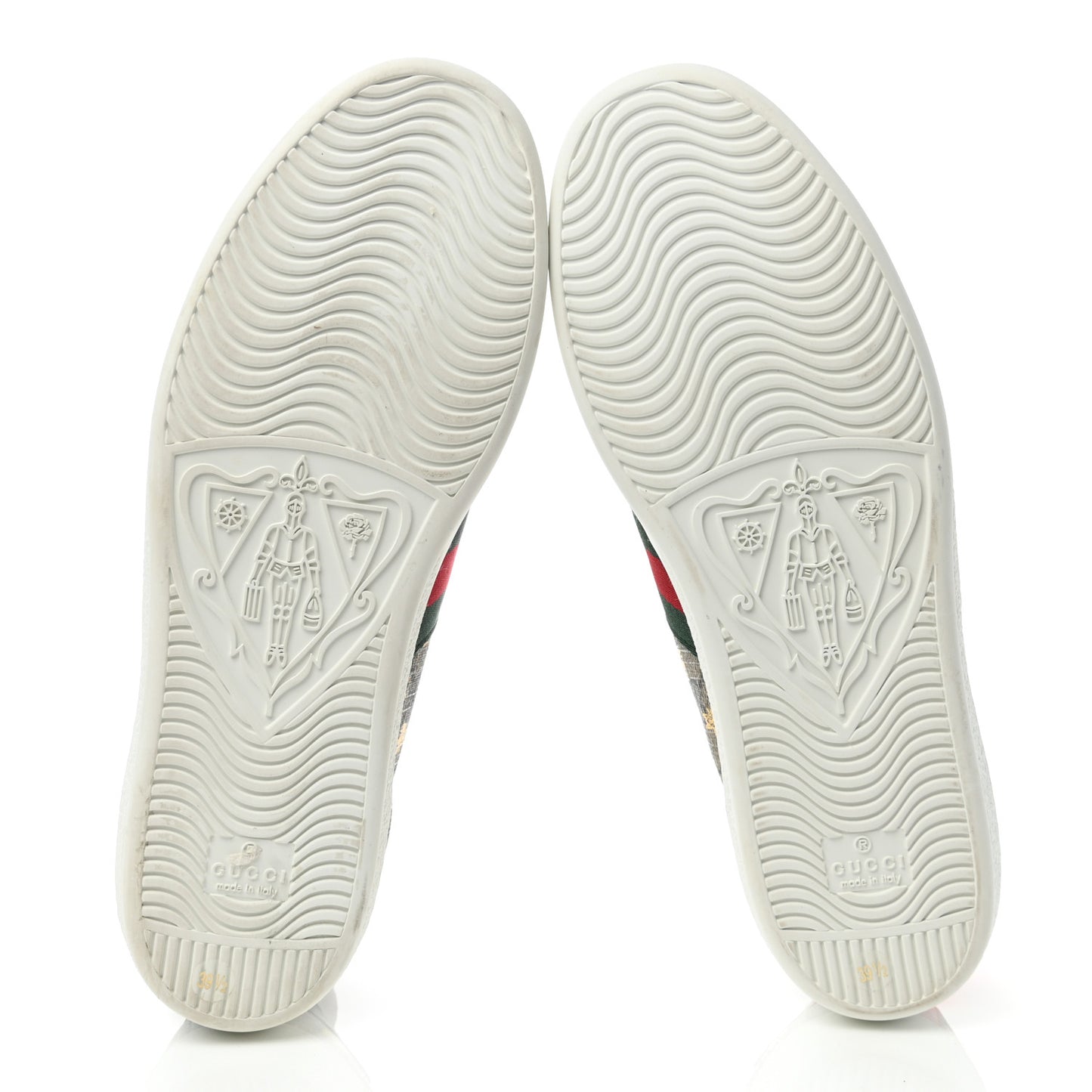 GG Supreme Monogram Bees Ayers Web Womens Ace Sneakers 39.5 Beige Oro Green Red