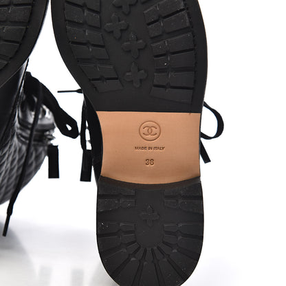 Chanel Calfskin Combat Boots 38 Black 6 of 10