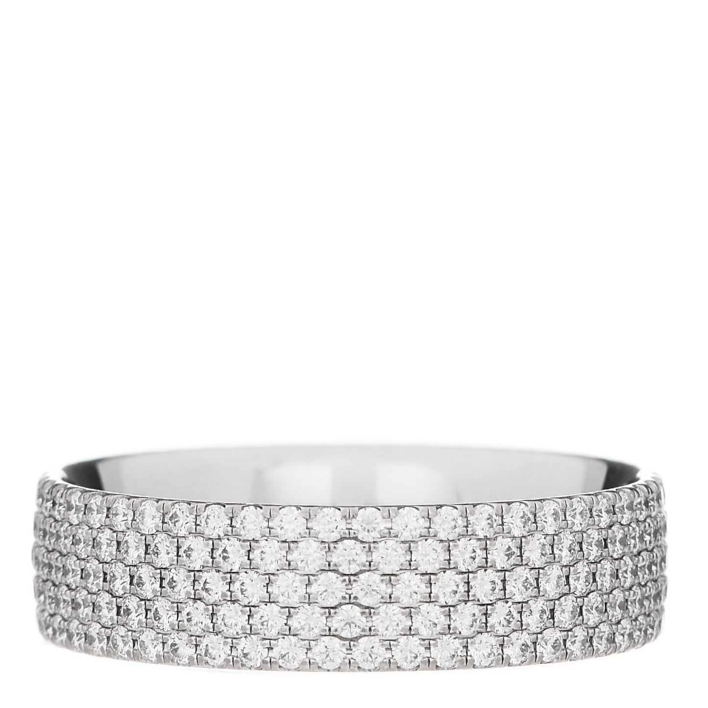 18K White Gold Diamond Metro Five-Row Ring 53 6.5